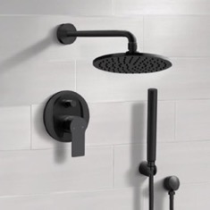 Matte Black Rain Shower System with Handheld, Rain Shower Head, Shower Faucet Set